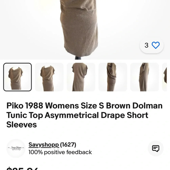 PIKO 1988 TUNIC SWEATER TOP CAP SLEEVES COWL NECK STRETCH SLOUCH SIZE LARGE - Picture 3 of 7